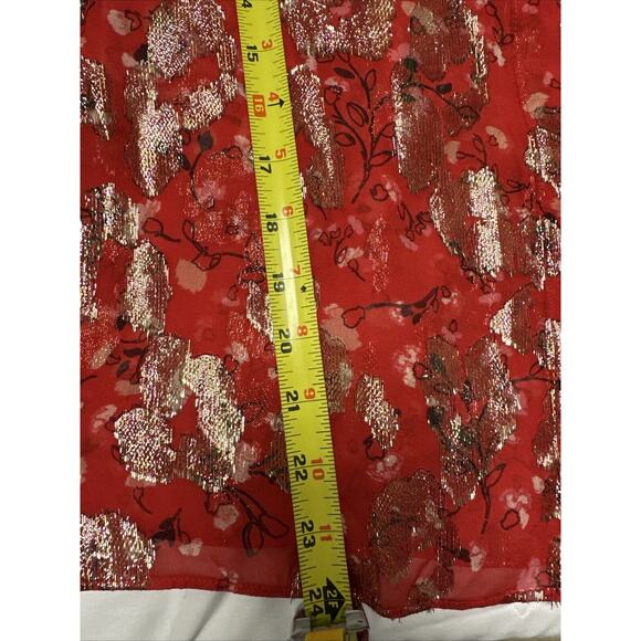 ba&sh Tanama Blouse Red Floral Gold Metallic Accents Women Size S/4 Fancy NWT - Picture 14 of 14